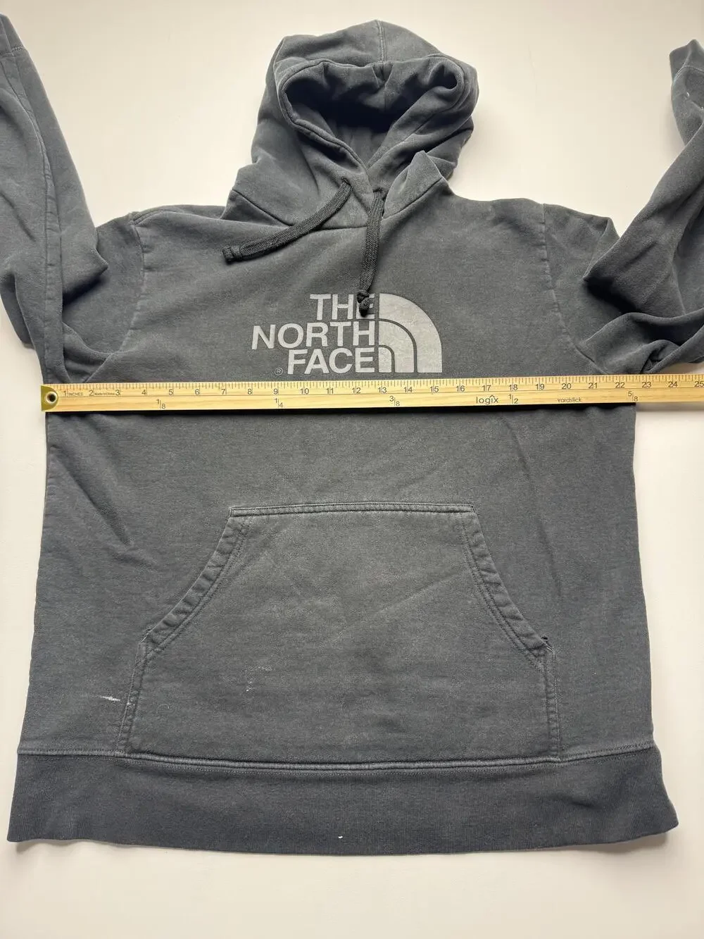 The North Face Hoodie Sweatshirt Mens Large Gray Pullover Fleece Logo Graphic
